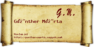 Günther Márta névjegykártya